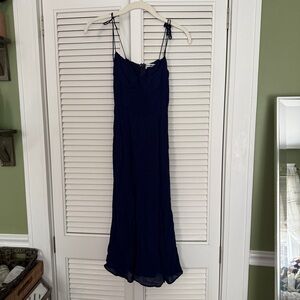 Navy Blue Slip Dress with Tie Straps